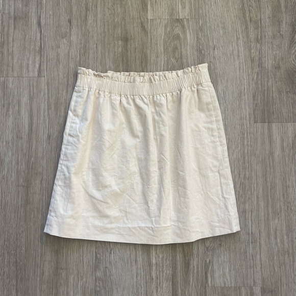 J. Crew Dresses & Skirts - J. Crew Linen Blend Cream Mini Skirt | Elastic Waist A-Line size 8